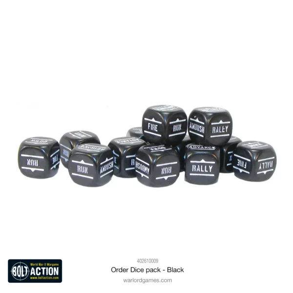 Bolt Action:  Orders Dice Pack - Black - Imagen 2